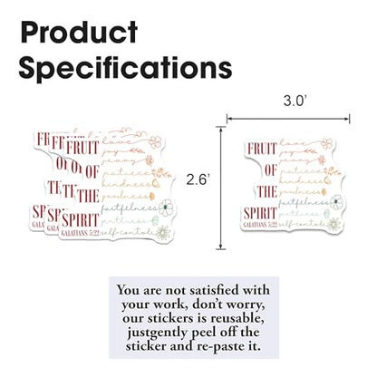 Fruit of The Spirit Sticker 3Pcs Decals Vinyl Waterproof - Journaling Christian Floral Bible Verse Quote Sticker for Water Bottles, Phone Laptop - color: Holo Spirit