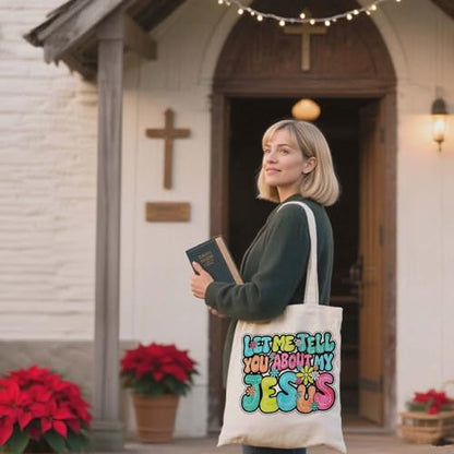 Christian Canvas Tote Bag,Christian Bags For Women. - color: White Christian Totebag-5