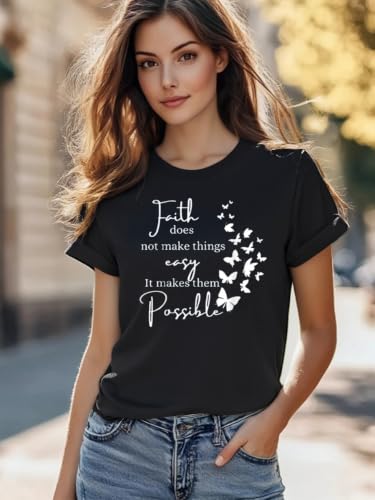 Christian Jesus Faith T Shirts for Women - color: Black5, size: Medium