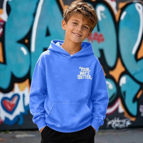 Boys Your Way Better Christian Hoodie Kids Faith God Sweatshirt - color: Blue, size: 13-14 Years