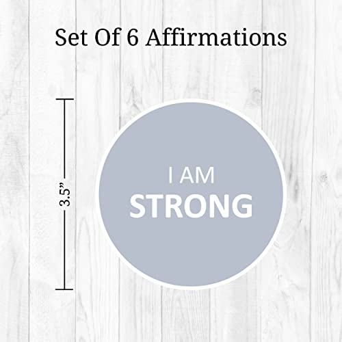 Affirmation Mirror Decals - Set of 6 Colorful Vinyl Circle Dot Stickers I Am Smart, Unique, Loved, Brave, Confident - Bathroom Bedroom Dorm Apartment - color: Circle Affirmation