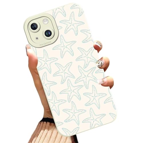 Summer Beach Green Starfish Phone Case for iPhone 14 Case Girly Pattern Shockproof Soft Protective for Women Men Phone Cover Funda for iPhone 14 6.1 Inch - color: Blue Starfish, size: for iPhone 14