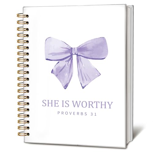 Cute Purple Bow She is Worthy Christian Notebook Journal for Women - color: Proverbs 31 - purple