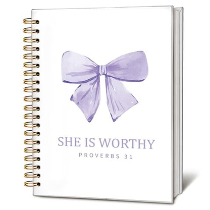 Cute Purple Bow She is Worthy Christian Notebook Journal for Women - color: Proverbs 31 - purple