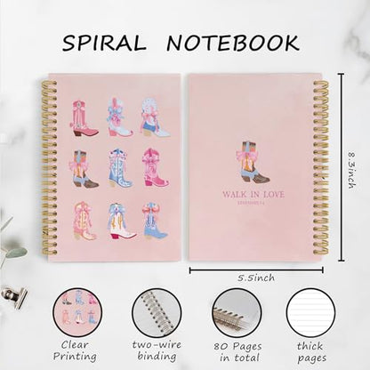 YLZlhb Pink Christian Western Cowgirl Spiral Notebook Journal, Cowgirl Gifts, Religious Notebooks for Note Taking, Christian Gifts for Women, Bible Verse Hardcover Spiral Journal 5.5x8.3 Inches - color: boots1