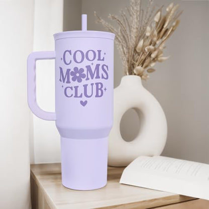 Gift for Mom - Cool Mom Club Stainless Steel Tumbler with Handle, Travel Coffee Mug for Moms - Gifts for Birthday Christmas Mothers Day, 40oz - color: Mom 7