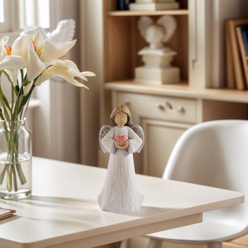 Decorative Praying Angel Holding Heart Figurine, 6 inch, Resin, Home Decor - color: Angel With Heart