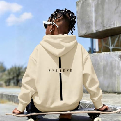 Fkatuzi Christian Graphic Hoodies For Boys Cross Sweatshirt Kids Jesus Hoodie Faith God Religious Bible Verse Believe Tops - color: Apricot, size: 9-10 Years