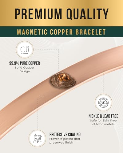 MagnetRX® Copper Cuff Magnetic Bracelets for Men & Women (Medium) - color: Copper, size: Medium (Pack of 1)