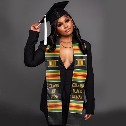 MDPrints Global Kente Graduation Sash 2026, Black Girl Magic Graduation Sash 2026, Class of 2026 Graduation Gift - color: Kente02