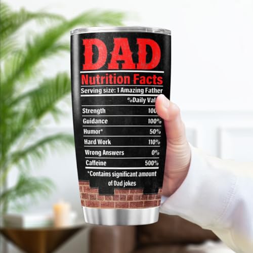 Funny Dad Gift 20oz Travel Mug, Awesome Like My Daughter Design, Black Stainless Steel Insulated Tumbler with Nutrition Facts, Birthday Father's Day Christmas from Daughter - color: Dad Life M6