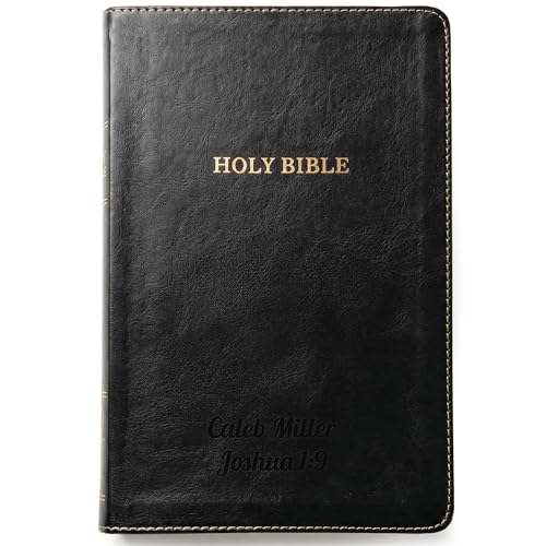 Printualist Personalized KJV Thinline Holy Bible with Name Engraved, Red Letter King James Version, Faux Leather Black Cover, Custom Gift Bible for Christian Celebrations - color: Black (Thinline)