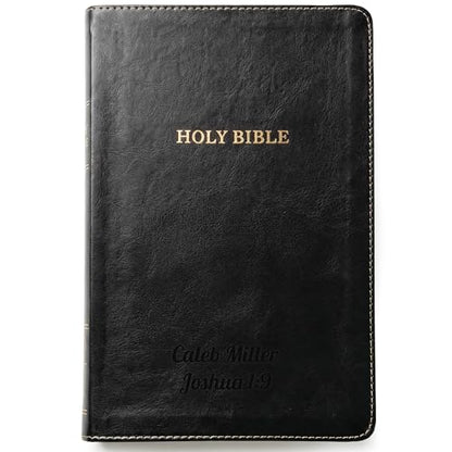 Printualist Personalized KJV Thinline Holy Bible with Name Engraved, Red Letter King James Version, Faux Leather Black Cover, Custom Gift Bible for Christian Celebrations - color: Black (Thinline)