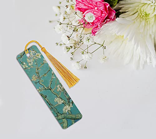 WIRESTER Set of 2 Metal Bookmarks with Light Gold Tassel for Students, Reader, Teachers, Book Lovers - Almond Blossom Van Gogh, Irises Vincent Van Gogh - color: Almond Blossom Van Gogh, Irises Vincent Van Gogh
