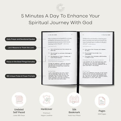 Christian Devotional Journal - God, Goodness & Gratitude - 2027 Faith-Based Gratitude and Prayer Journal for Daily Prayers, Bible Study, and Spiritual Growth - Black Leather Hardcover - color: Black