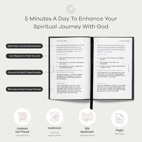 Christian Devotional Journal - God, Goodness & Gratitude - 2027 Faith-Based Gratitude and Prayer Journal for Daily Prayers, Bible Study, and Spiritual Growth - Black Leather Hardcover - color: Black