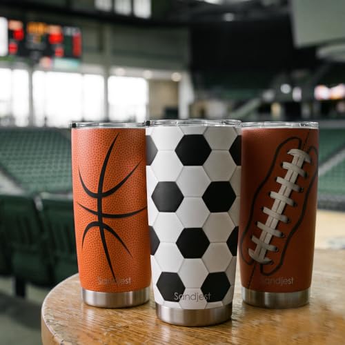 SANDJEST Football Tumbler 20oz Stainless Steel Insulated, Travel Coffee Cup, Sport Tumblers Gifts for Football Lovers, Men Women, Coach, Birthday, Christmas - color: Football