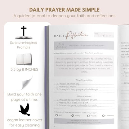 Daily Prayer Journal with Prompts | 90-Day Guided Devotional & Scripture Reflection | Bible Study and Spiritual Growth Tracker | Undated Faith Planner, 5.5x8" - Brown Dotted - color: Dotted Brown