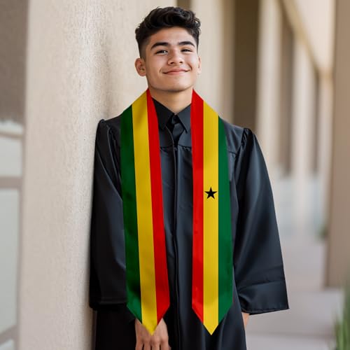 Graduation Satin Sash Scarf 72" Stole - color: Ghana Flag