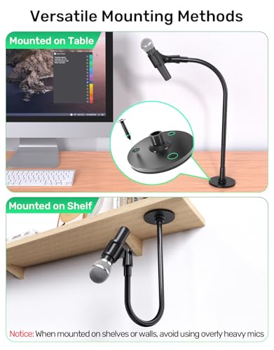 19-Inch Gooseneck Mic Stand, Podium Microphone Holder with Flange Mount - size: 19" Gooseneck + Flange Mount