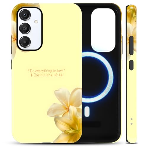 Magnetic Phone Case for Samsung Galaxy A26 5G 6.64'', Coquette Christian Compatible with MagSafe, Floral Lily Inspirational Quote Protective Case, TPU and Hard PC Flower Cover - color: Lily, size: for Samsung Galaxy A26 5G