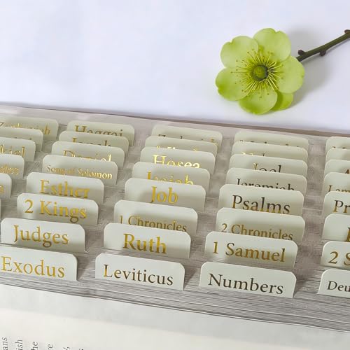 Vorscrin-Laminated Bible Tabs for Women and Men, Gold Foil Lettering Design, Reposition and Large Print Stickers, Bible Study Supplies, 75 Chapters Labels for Easy Navigation(Green) - color: Green
