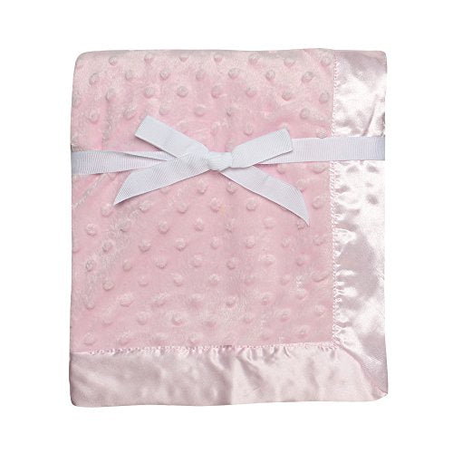 Baby Starters Textured Dot Blanket with Satin Trim, Pink 30" x 40" - color: Pink Dot