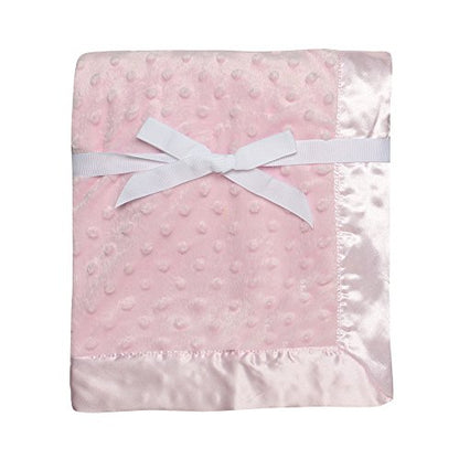 Baby Starters Textured Dot Blanket with Satin Trim, Pink 30" x 40" - color: Pink Dot