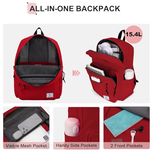 VX VONXURY Kids Backpack for School Travel,16.7 Inch Lightweight Bookbag - color: Red