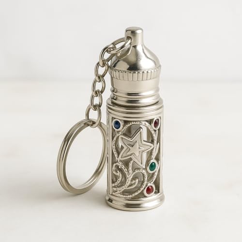 Anointing Oil Bottle Keychain, Silver - color: Silver