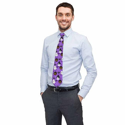 Men's Ties Novelty Tie Necktie for Men Teen Boys Multicolor Tie Party Holiday Thanksgiving Christmas - color: Halloween
