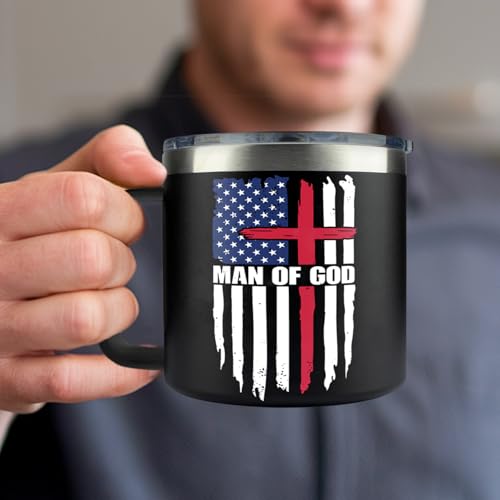 Man Of God Tumbler, 14oz Christian Traveling Cup With Bible Verse – Inspirational Birthday, Baptism, Or Catholic Faith Gift For Men - color: Man Of God