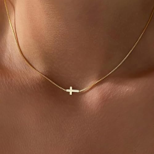 Fesciory Cross Necklace for Women, 14K Gold Plated Rhinestones Jewelry Gift - color: Gold Plated 4