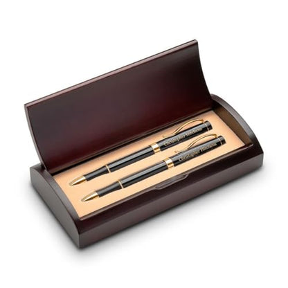 Executive Gift Shoppe | Personalized Ballpoint Pen & Pencil Set in Rosewood Box with Custom Engraving