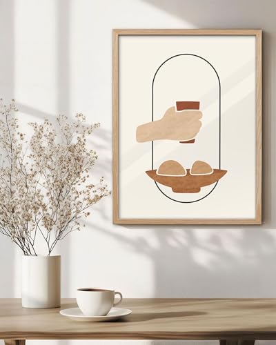 KensTro 12x16 Oak Framed Holy Communion Christian Wall Art - color: Boho Holy Communion-Framed, size: 16"L x 12"W