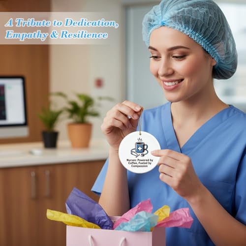 FaCraft Nurses Week Gifts 2026 - Nurse Appreciation Gifts Ceramic Nurse Christmas Ornament for Tree Decorations - Thank You Gift Nursing School Graduation Gift for RN LPN Practitioner New Nurses - color: 1-62 Nurse Ornament