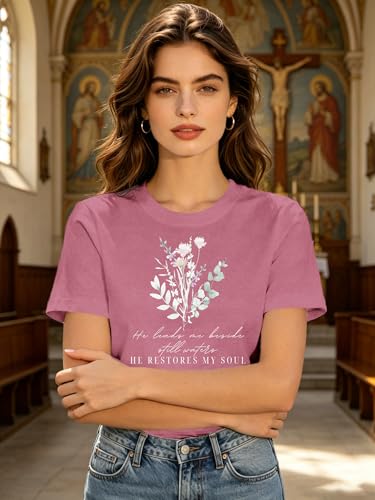 Christian Shirts for Women Faith Jesus Bible Verse Tops - color: Pink, size: X-Large