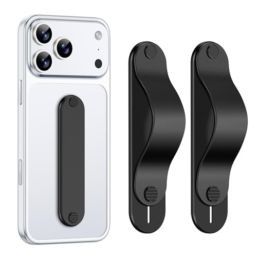 GripMate Phone Grip Holder, Finger Strap Stand, Metal Aluminum Alloy Kickstand with Soft TPU Loop - Universal Ultra Slim Comfortable Hand Grip for iPhone Samsung and Most Smartphones, (Black 2 Pack) - color: Black 2pcs