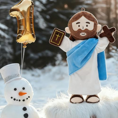 Yelakey Jesus Plush Doll 13.4" Poseable Jointed Christian Easter Gift - color: Blue