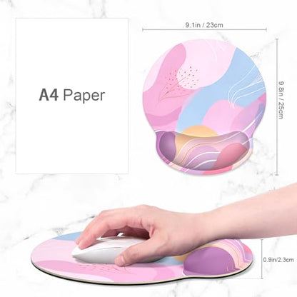 ITNRSIIET Ergonomic Mouse Pad with Wrist Support Wrist Rest Smooth Surface Non-Slip Rubber Base Comfortable Office Supplies Pain Relief, 9.8 x 9.1 inches, Art Style Pattern - color: A02-Art Style Pattern