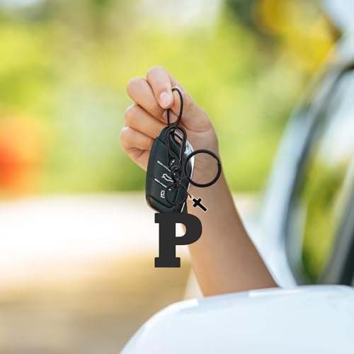 Dabihu Letter Keychain Christian Letter A-Z Alphabet Keyring for Backpack Handbag Alphabet Monogram Key Chain - color: P
