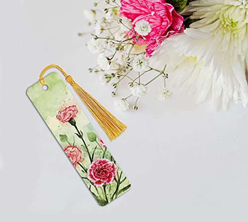 WIRESTER Set of 2 Metal Bookmarks with Light Gold Tassel for Students, Reader, Teachers, Book Lovers - Carnations Flowers, Irises Flowers - color: Carnations Flowers, Irises Flowers