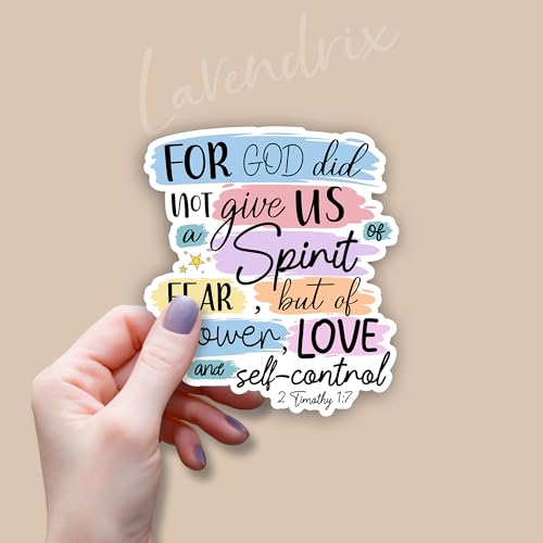 (3Pcs) for God Did Not Give Us A Spirit of Fear But of Power Love and Self-Control Inspirational Christian Sticker Bible Verse 2 Timothy 1:7 Vinyl Decal for Laptop Water Bottles Phone -Size 3x2.5