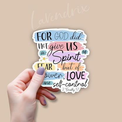 (3Pcs) for God Did Not Give Us A Spirit of Fear But of Power Love and Self-Control Inspirational Christian Sticker Bible Verse 2 Timothy 1:7 Vinyl Decal for Laptop Water Bottles Phone -Size 3x2.5