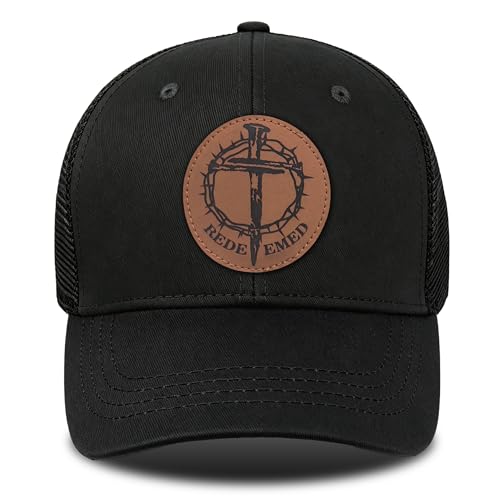 Christian Hats for Men & WomenJesus Cross HatChristianReligious GiftsforVarious Festivals&BirthdaysFaith Baseball/Trucker Cap - color: Black Redemption