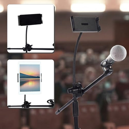 Sherr 2 Pcs Adjustable Microphone Mic Stands Bulk, Mic with Tablet Holder - style: Mic with Tablet Holder