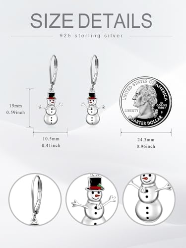 Dorunmo 925 Sterling Silver Dangle Drop Earrings for Women Holiday Earrings Hypoallergenic Halloween Christmas Jewelry Festival Gifts for Women - style: Christmas-Snowman-01