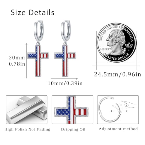 Cross Earrings for Women Men 925 Sterling Silver, Cross Hoop Drop Earrings, Christian Jewelry Gift for Women Men - style: Independent Cross Earrings #2