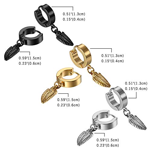 Cupimatch 3-6 Pairs Stainless Steel Cross Dangle Huggie Hinged Hoop Earrings for Men Women (1 Pair Silver Cross) for Mother's Day - color: Black, Silver, Gold, White