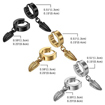 Cupimatch 3-6 Pairs Stainless Steel Cross Dangle Huggie Hinged Hoop Earrings for Men Women (1 Pair Silver Cross) for Mother's Day - color: Black, Silver, Gold, White